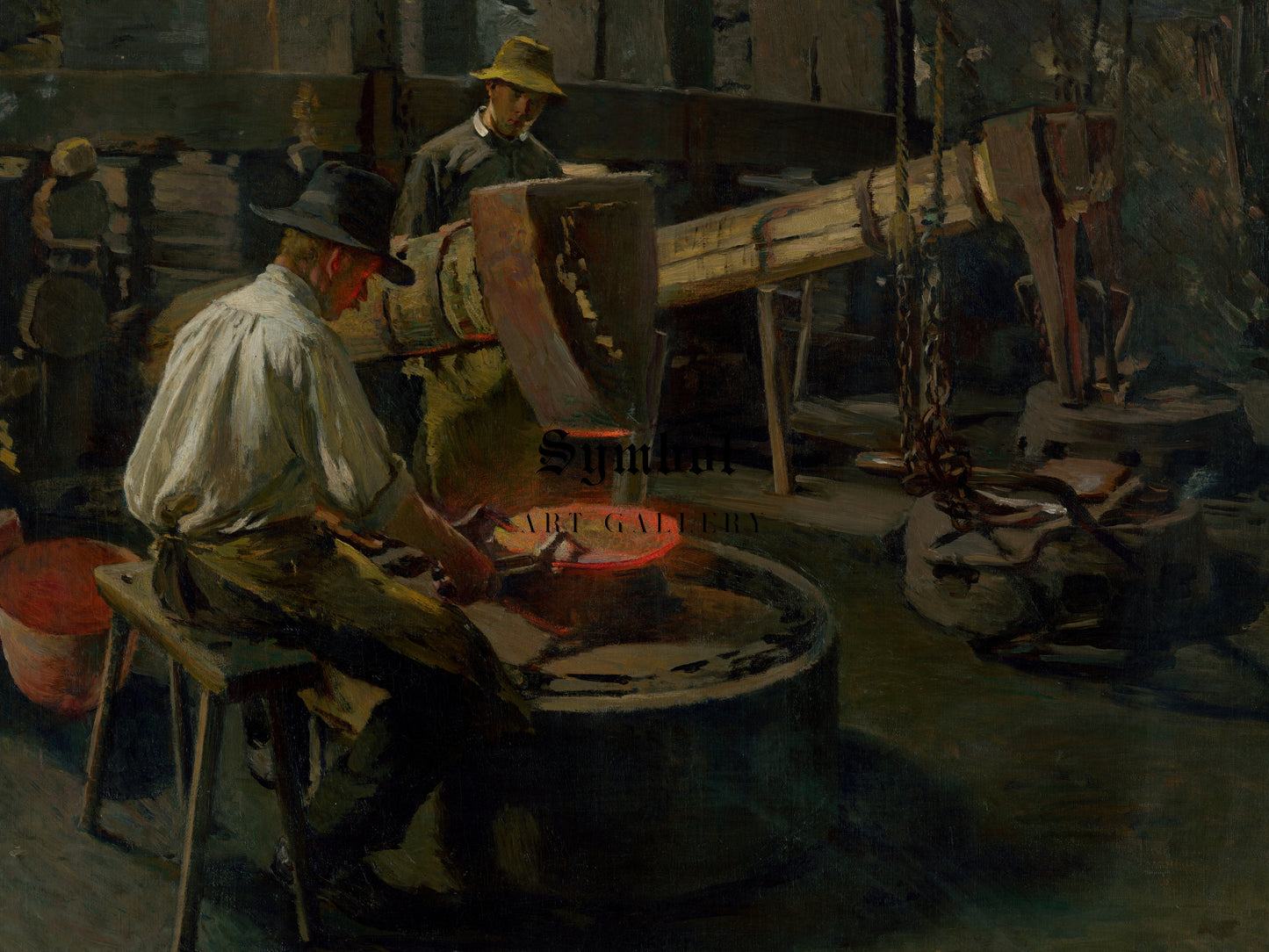 Boiler Inspection by Dominik Skutecký 1908, Wall Art Print, Fine Art Reproduction, Museum Quality Decor, Poster
