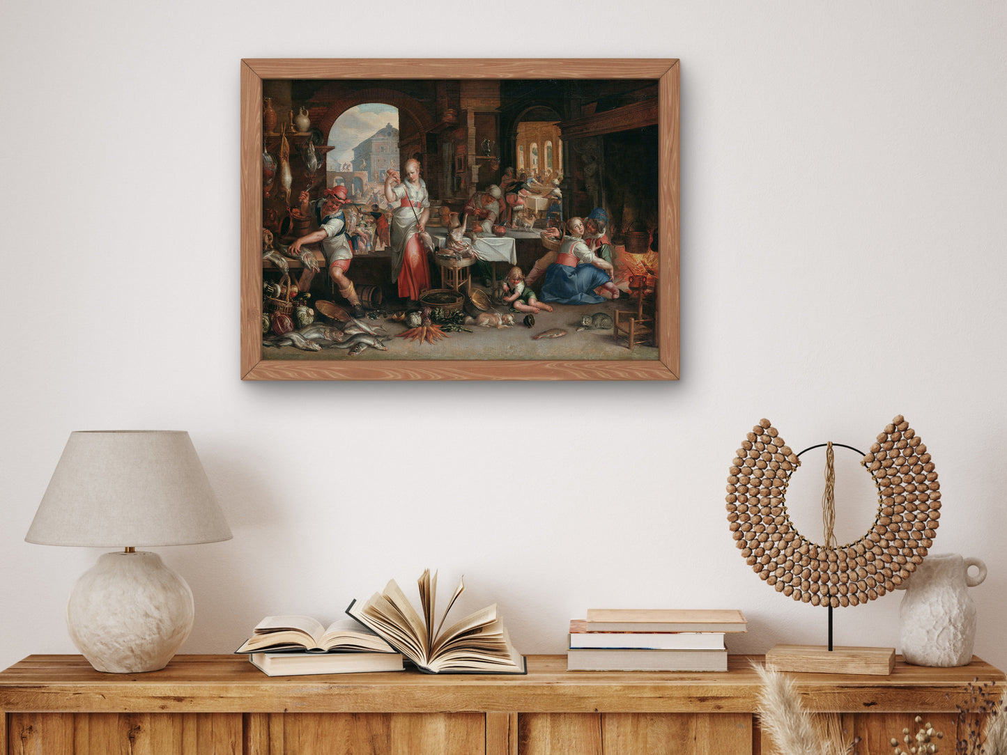 Kitchen Interior with the Parable of the Great Supper by Joachim Wtewael 1605, Wall Art Print, Fine Art Reproduction, Museum Quality Decor