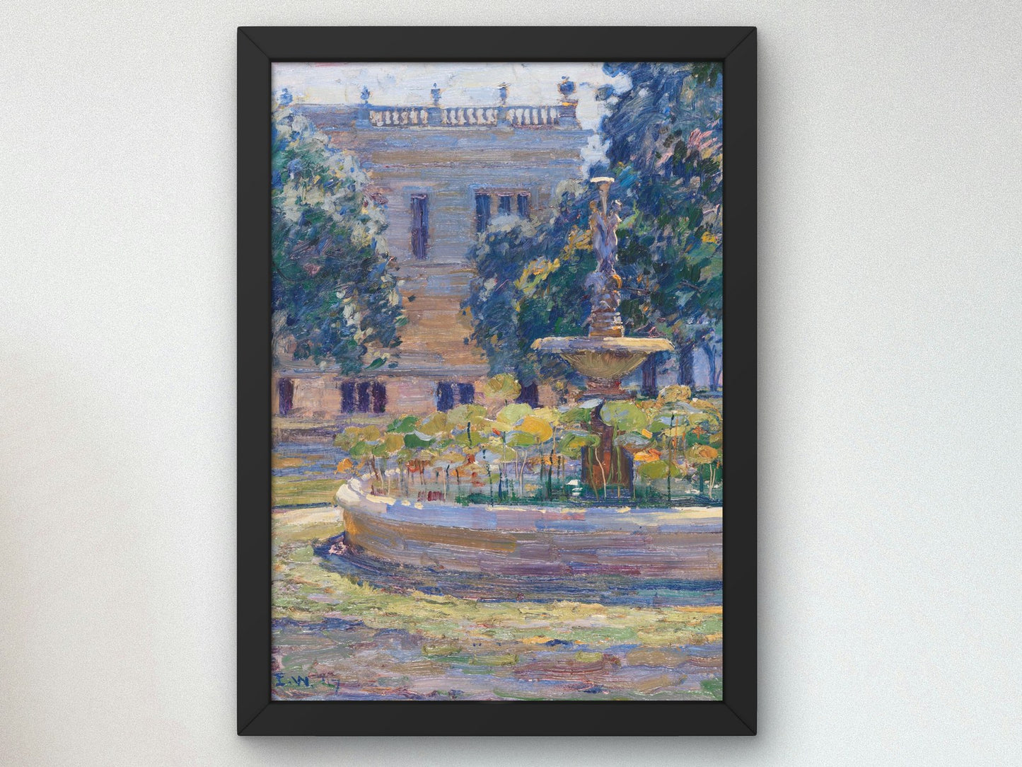 The Lotus Fountain Newcomb College Campus by Ellsworth Woodward 1917, Wall Art Print, Fine Art Reproduction, Museum Quality Decor, Poster