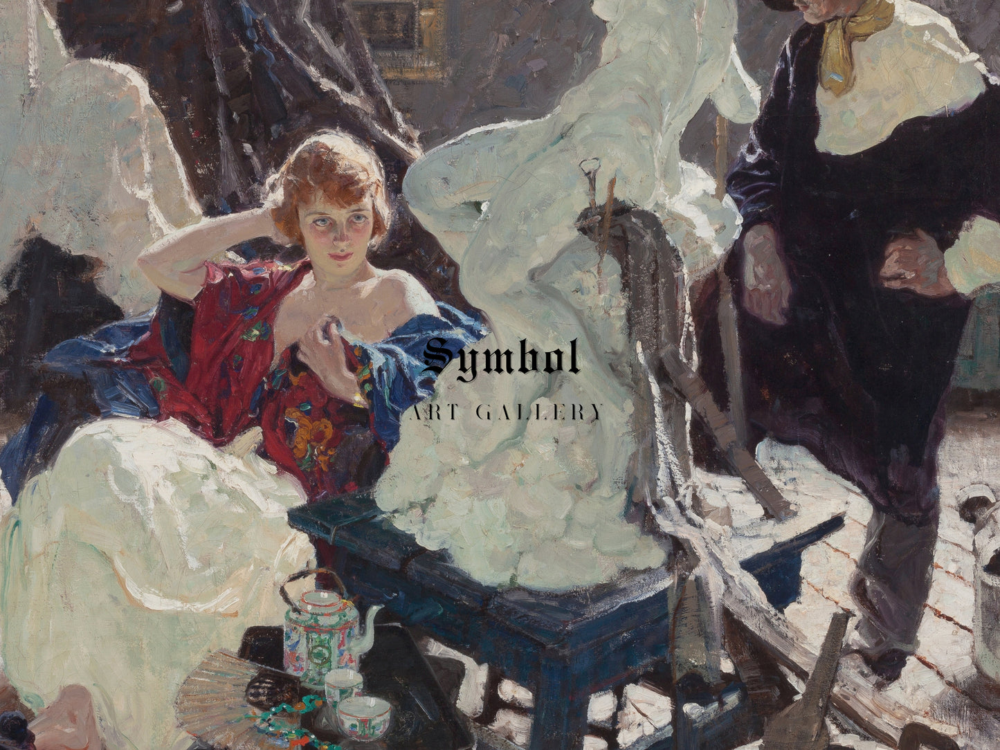 The Artist and His Model by Dean Cornwell 1921, Wall Art Print, Fine Art Reproduction, Museum Quality Decor, Poster