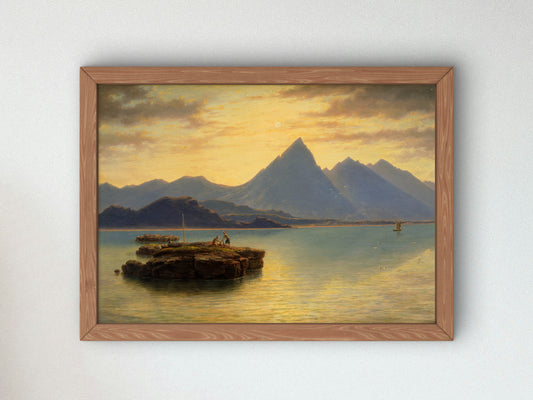 Jebel Cherib by Eugene von Guérard 1885, Wall Art Print, Fine Art Reproduction, Museum Quality Decor, Poster