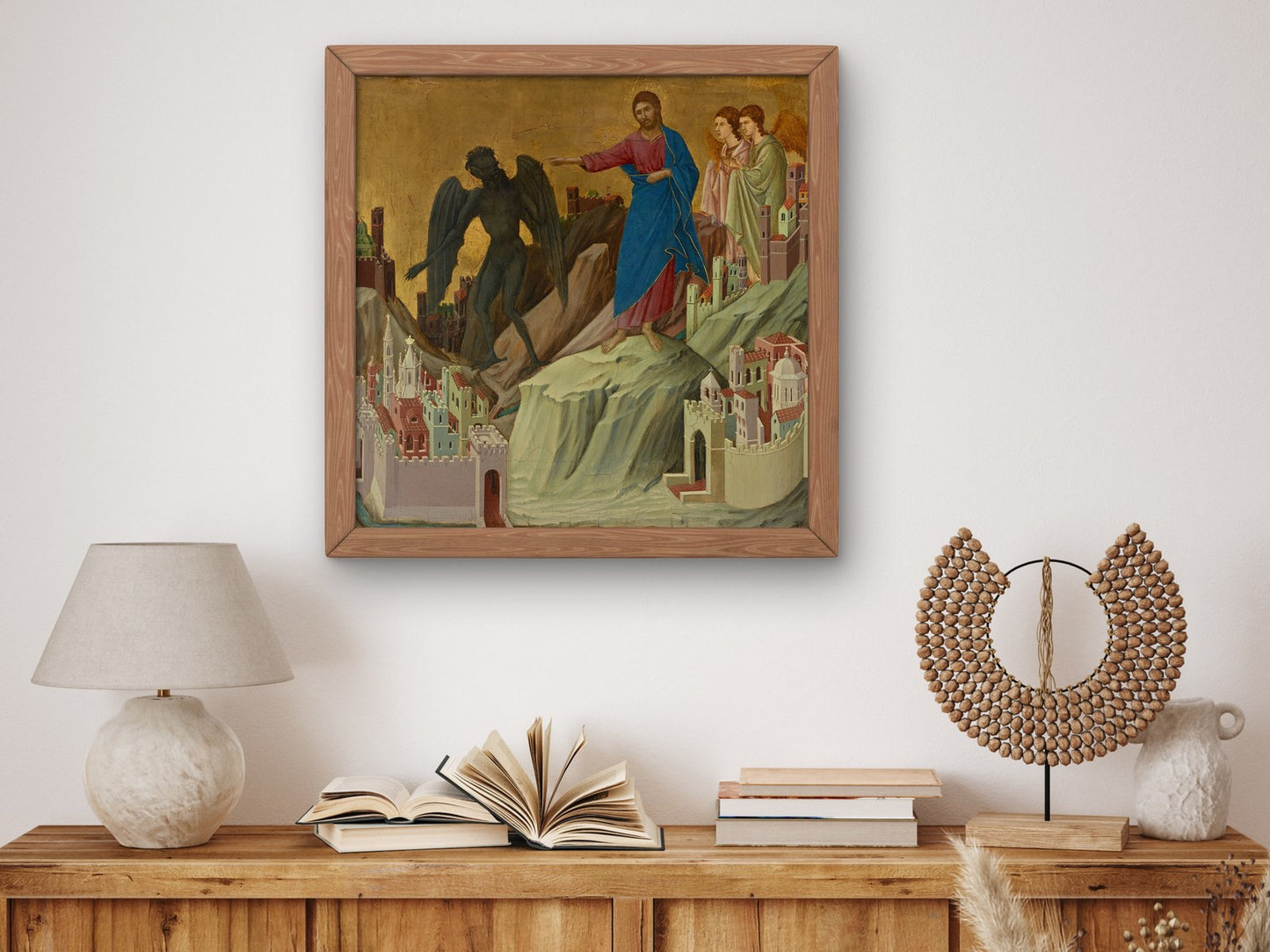The Temptation of Christ on the Mountain by Duccio di Buoninsegna 1308, Wall Art Print, Fine Art Reproduction, Museum Quality Decor, Poster