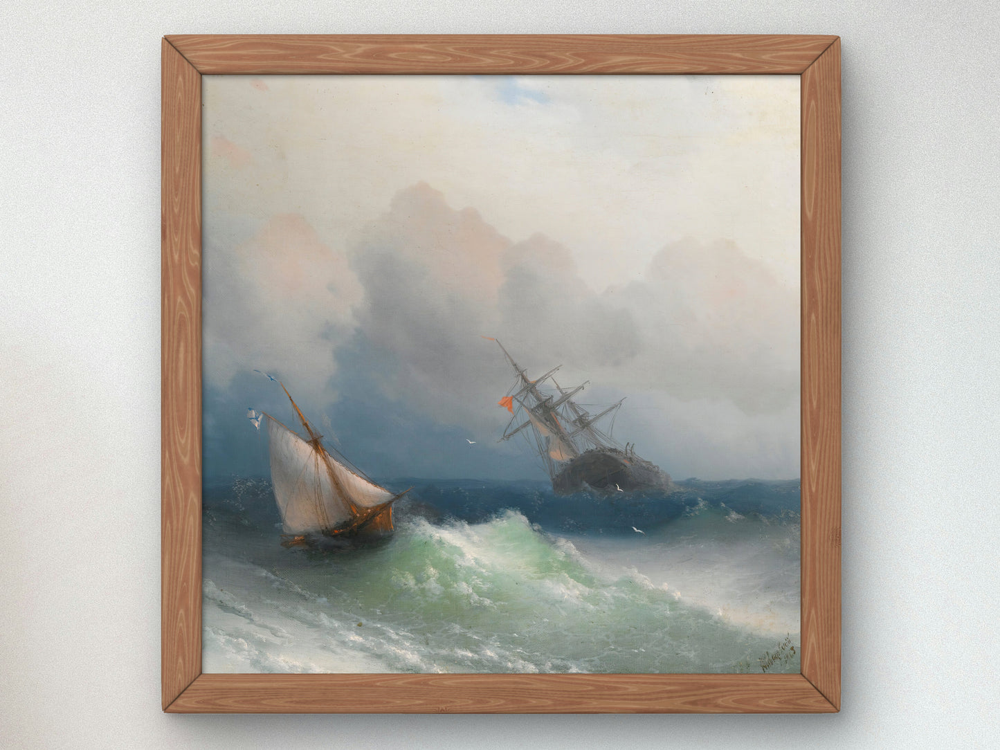 Two Ships at Sea by Ivan Konstantinovich Aivazovsky 1863, Wall Art Print, Fine Art Reproduction, Museum Quality Decor, Poster
