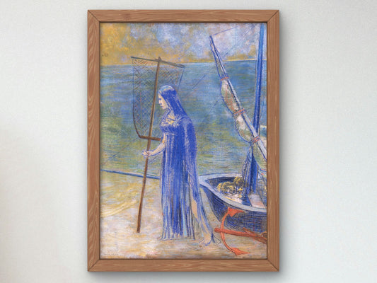 La Pecheuse by Odilon Redon 1893, Wall Art Print, Fine Art Reproduction, Museum Quality Decor, Poster