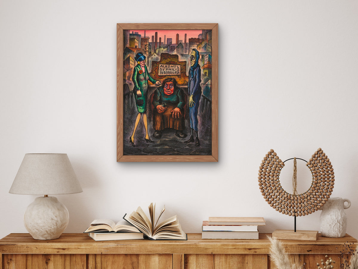 The Three Plagues of the People by Karl Wiener 1926, Wall Art Print, Fine Art Reproduction, Museum Quality Decor, Poster