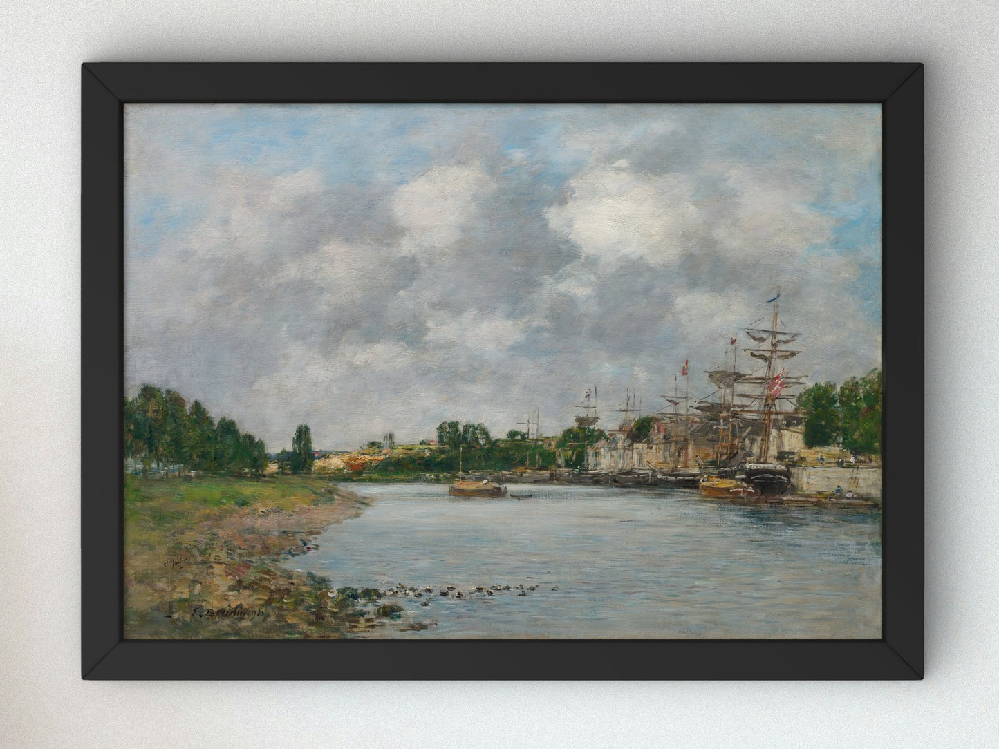 View of the Port of Saint Valéry sur Somme by Eugène Boudin 1891, Wall Art Print, Fine Art Reproduction, Museum Quality Decor, Poster