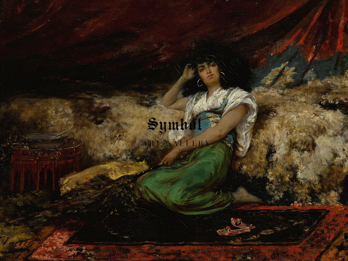 The Peacock Fan by Georges Jules Victor Clairin, Wall Art Print, Fine Art Reproduction, Museum Quality Decor, Poster
