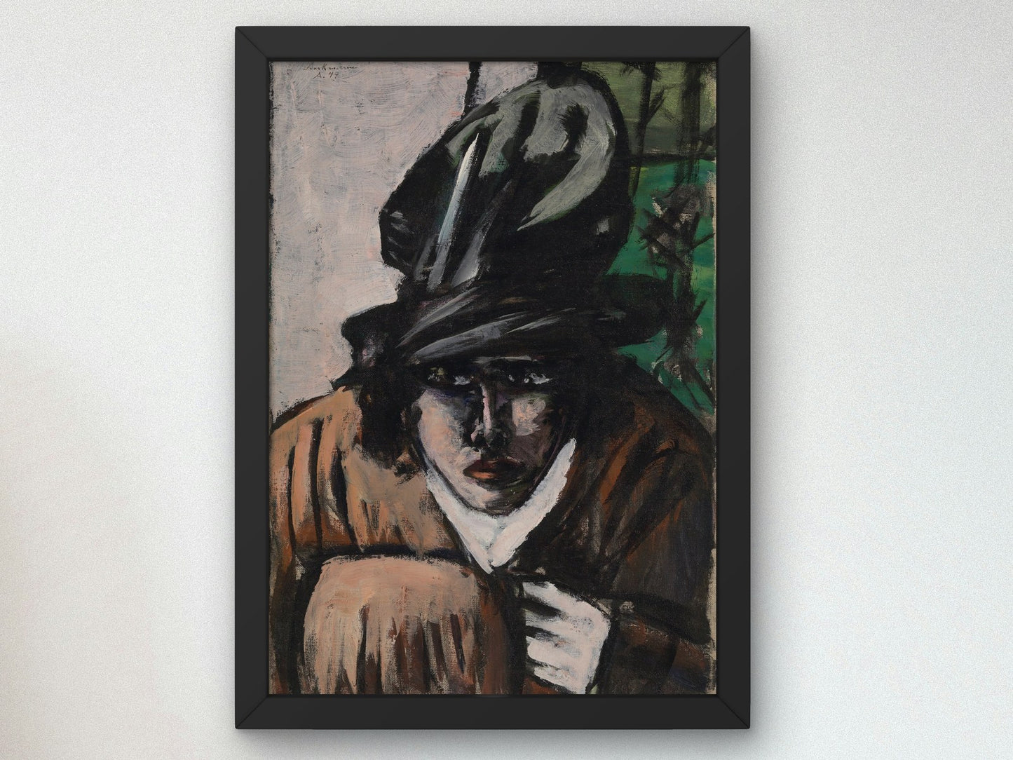 Woman with Hat and Muff by Max Beckmann 1944, Wall Art Print, Fine Art Reproduction, Museum Quality Decor, Poster