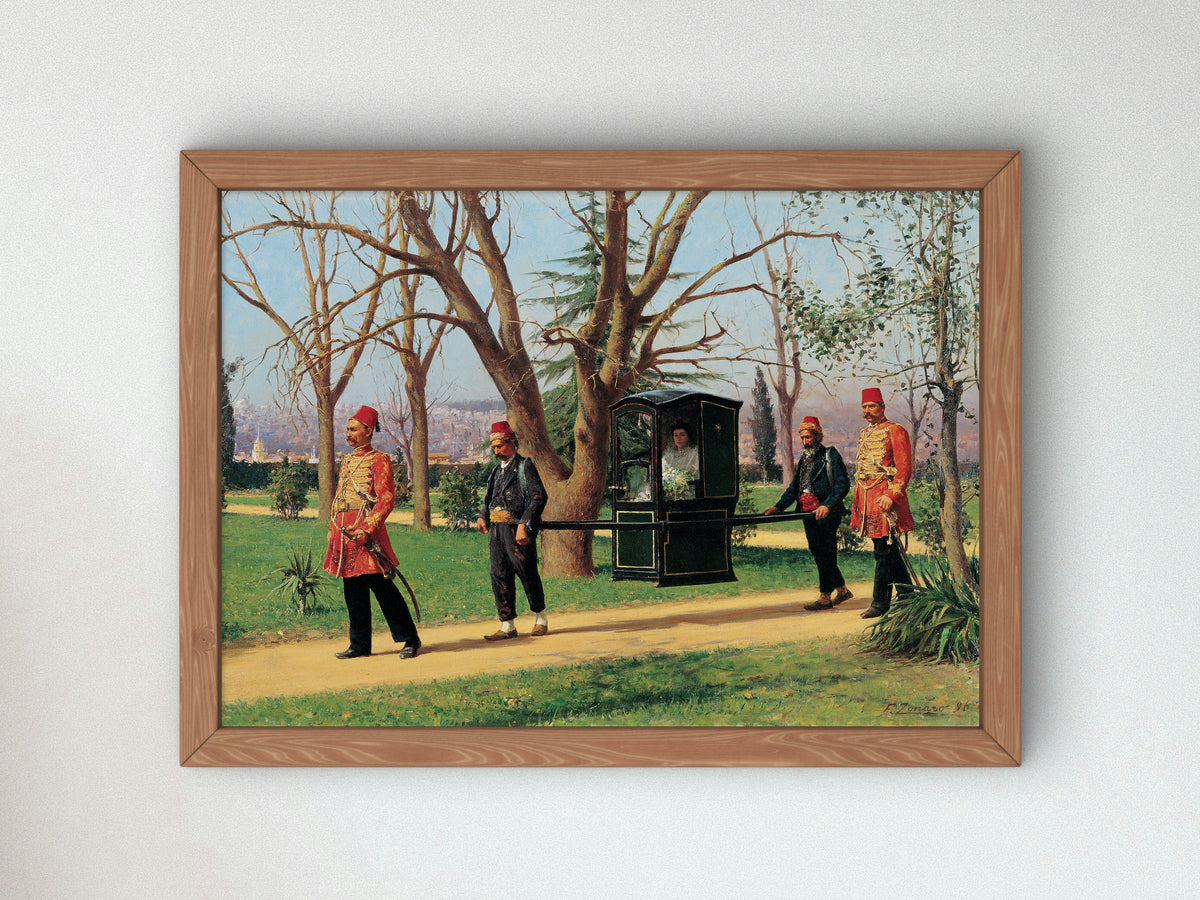 The Daughter of the English Ambassador Riding in a Palanquin by Fausto Zonaro, Wall Art Print, Fine Art Reproduction, Museum Quality Decor