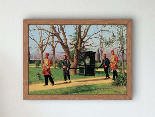 The Daughter of the English Ambassador Riding in a Palanquin by Fausto Zonaro, Wall Art Print, Fine Art Reproduction, Museum Quality Decor