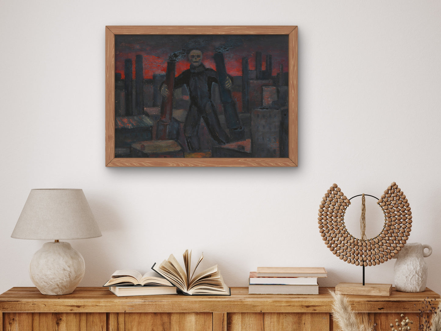 Death with Smoking Chimneys by Karl Wiener 1930, Wall Art Print, Fine Art Reproduction, Museum Quality Decor, Poster