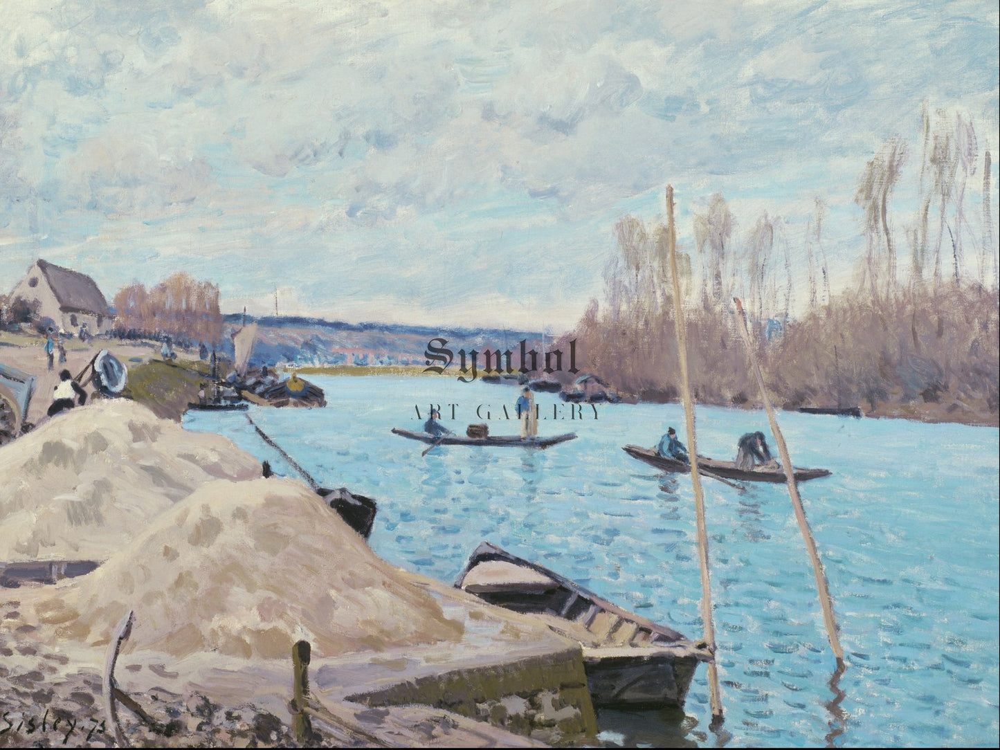 The Seine at Port Marly Piles of Sand by Alfred Sisley 1875, Wall Art Print, Fine Art Reproduction, Museum Quality Decor, Poster