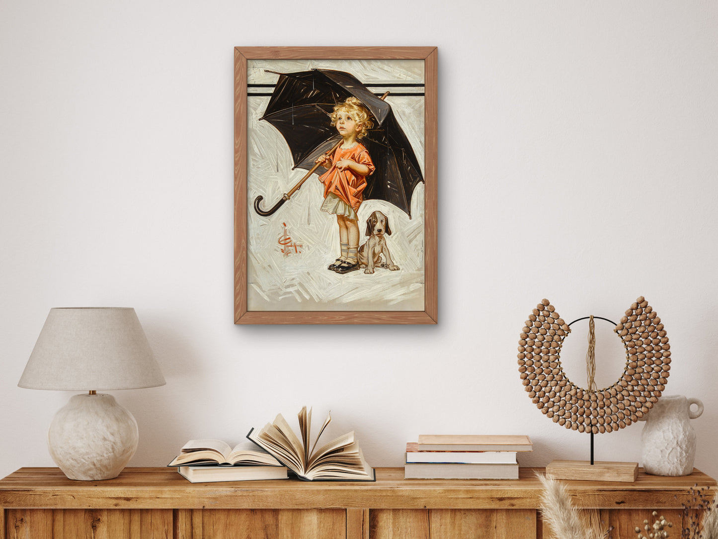 Caught in the Rain by Joseph Christian Leyendecker 1914, Wall Art Print, Fine Art Reproduction, Museum Quality Decor, Poster