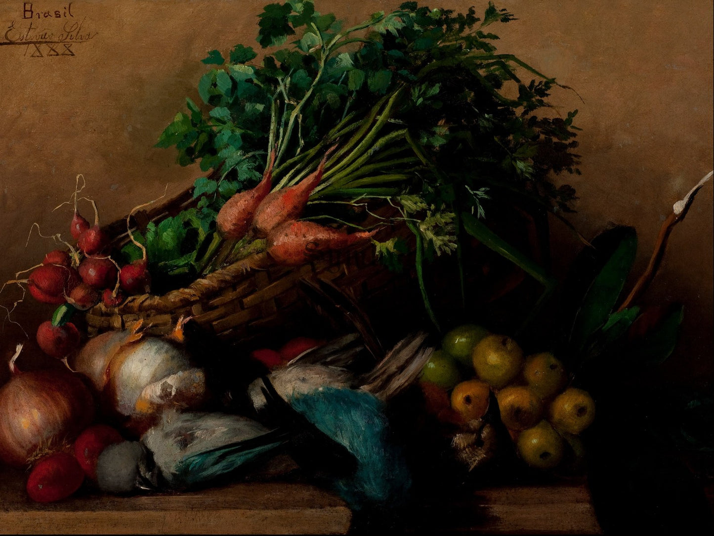 Still Life with Vegetables and Fruit by Estêvão Silva 1888, Wall Art Print, Fine Art Reproduction, Museum Quality Decor, Poster