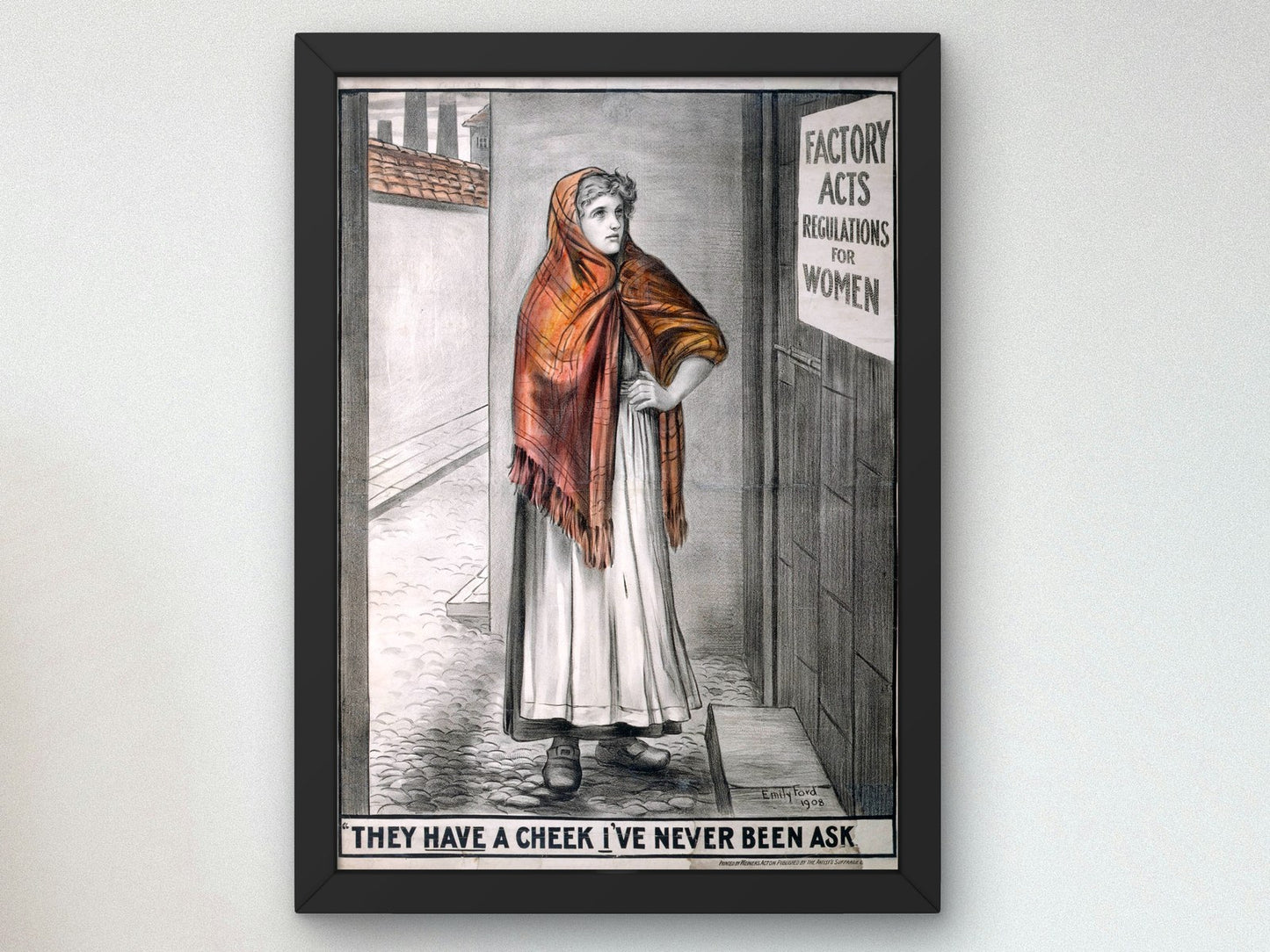 They Have a Cheek I've Never Been Asked by Emily Ford 1908, Wall Art Print, Fine Art Reproduction, Museum Quality Decor, Poster
