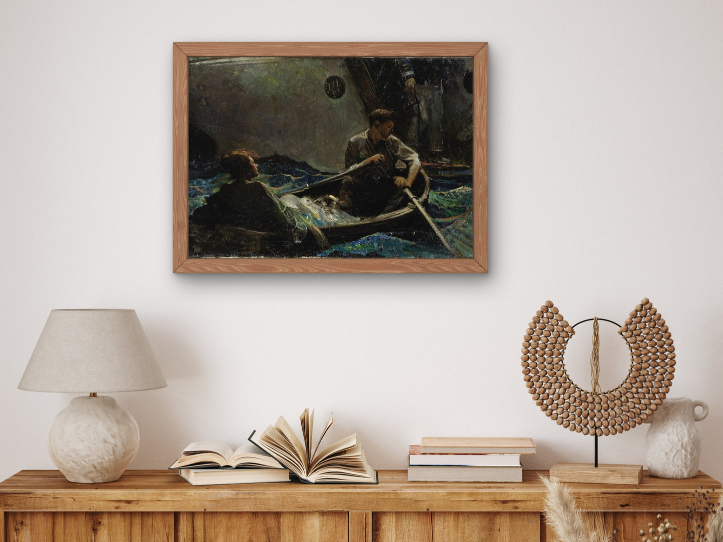 Couple in a Rowboat by Dean Cornwell 1915, Wall Art Print, Fine Art Reproduction, Museum Quality Decor, Poster