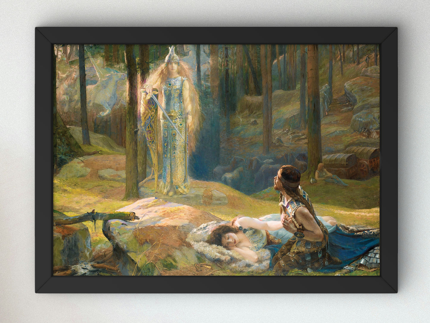 Brynhild Discovering Sieglind and Sigmund by Gaston Bussière 1894, Wall Art Print, Fine Art Reproduction, Museum Quality Decor, Poster
