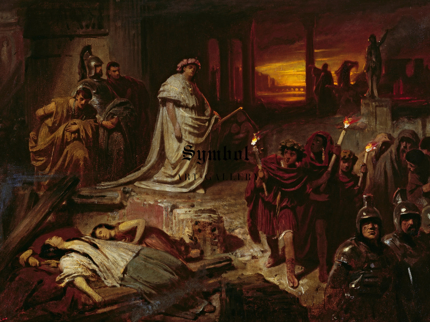 Nero on the Ruins of Rome by Karl Theodor von Piloty 1865, Wall Art Print, Fine Art Reproduction, Museum Quality Decor, Poster