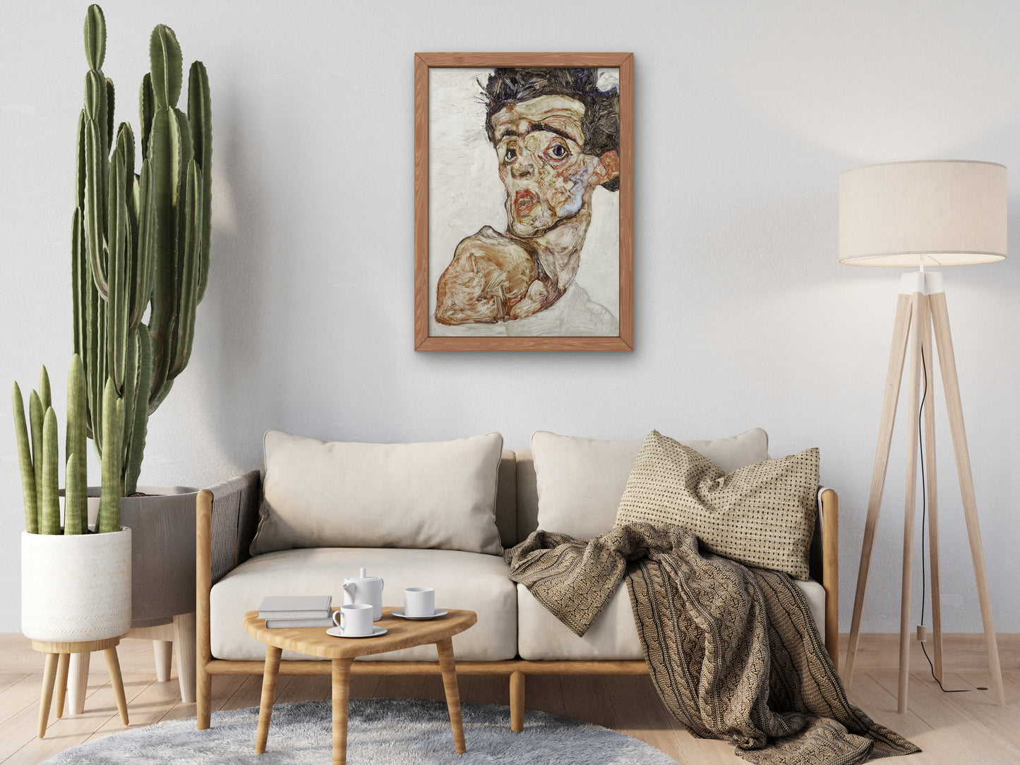 Self Portrait with Raised Bare Shoulder by Egon Schiele 1912, Wall Art Print, Fine Art Reproduction, Museum Quality Decor, Poster