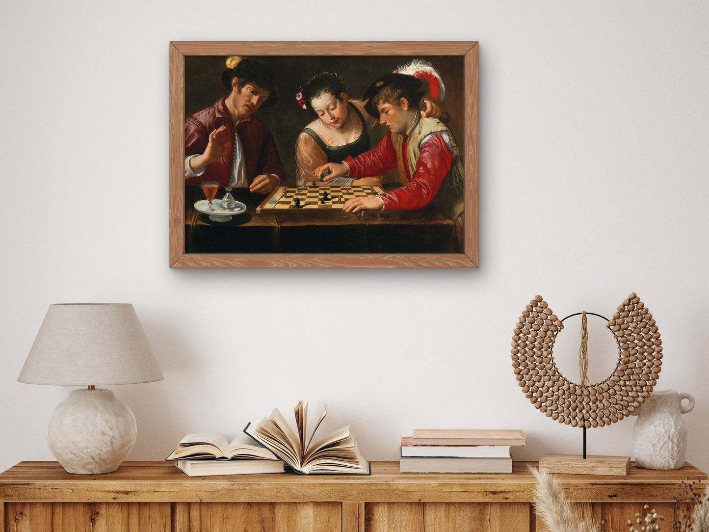 Chess Players by Follower of Caravaggio, Wall Art Print, Fine Art Reproduction, Museum Quality Decor, Poster