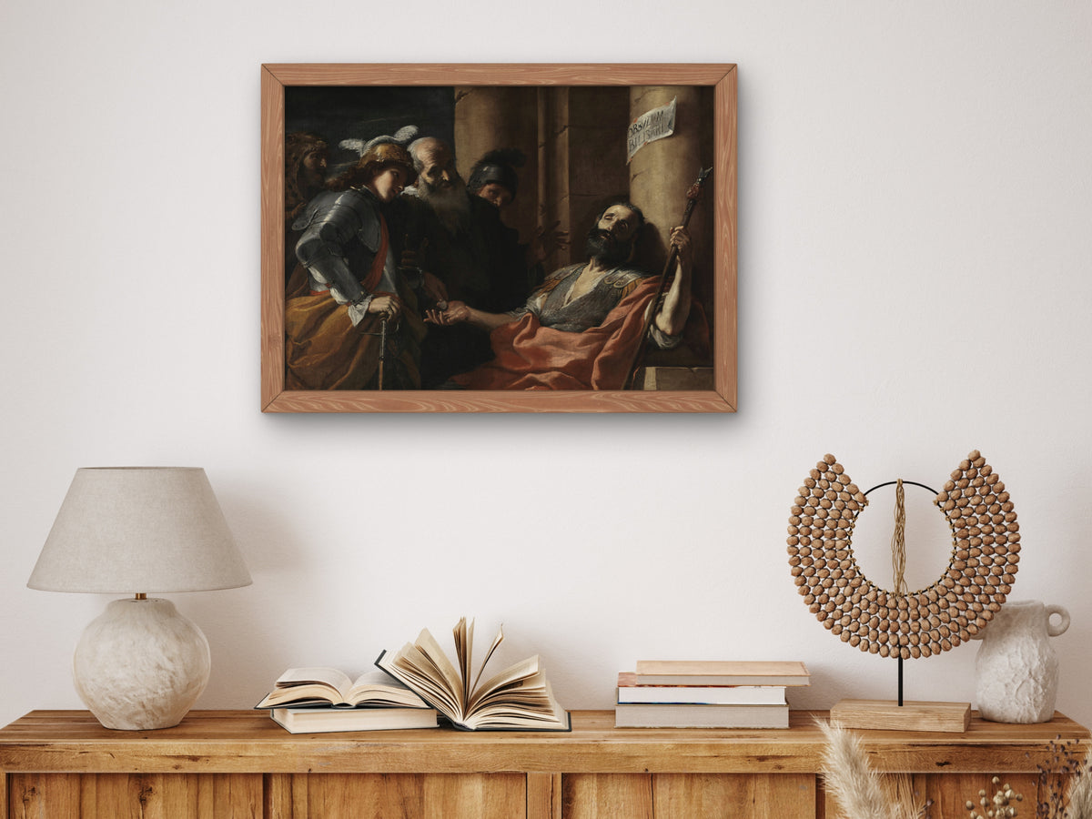 Belisarius Receiving Alms by Mattia Preti 1660, Wall Art Print, Fine Art Reproduction, Museum Quality Decor, Poster