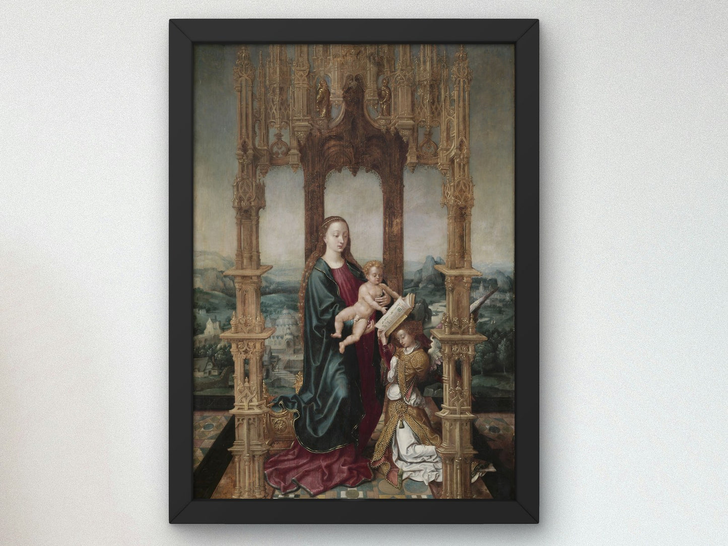 Virgin and Child under a Canopy by Jan Gossaert 1520, Wall Art Print, Fine Art Reproduction, Museum Quality Decor, Poster