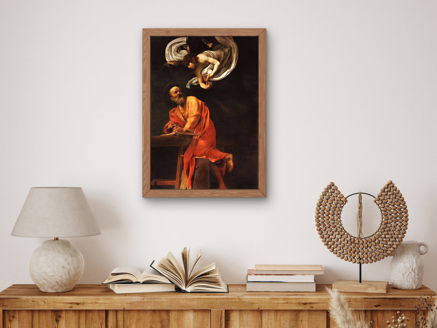 Saint Matthew and the Angel by Caravaggio 1600, Wall Art Print, Fine Art Reproduction, Museum Quality Decor, Poster