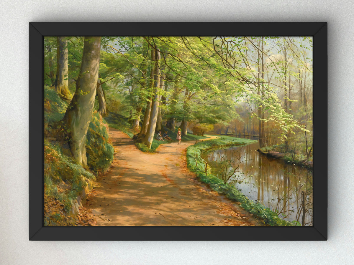 Children by a Stream by Peder Mørk Mønsted 1929, Wall Art Print, Fine Art Reproduction, Museum Quality Decor, Poster