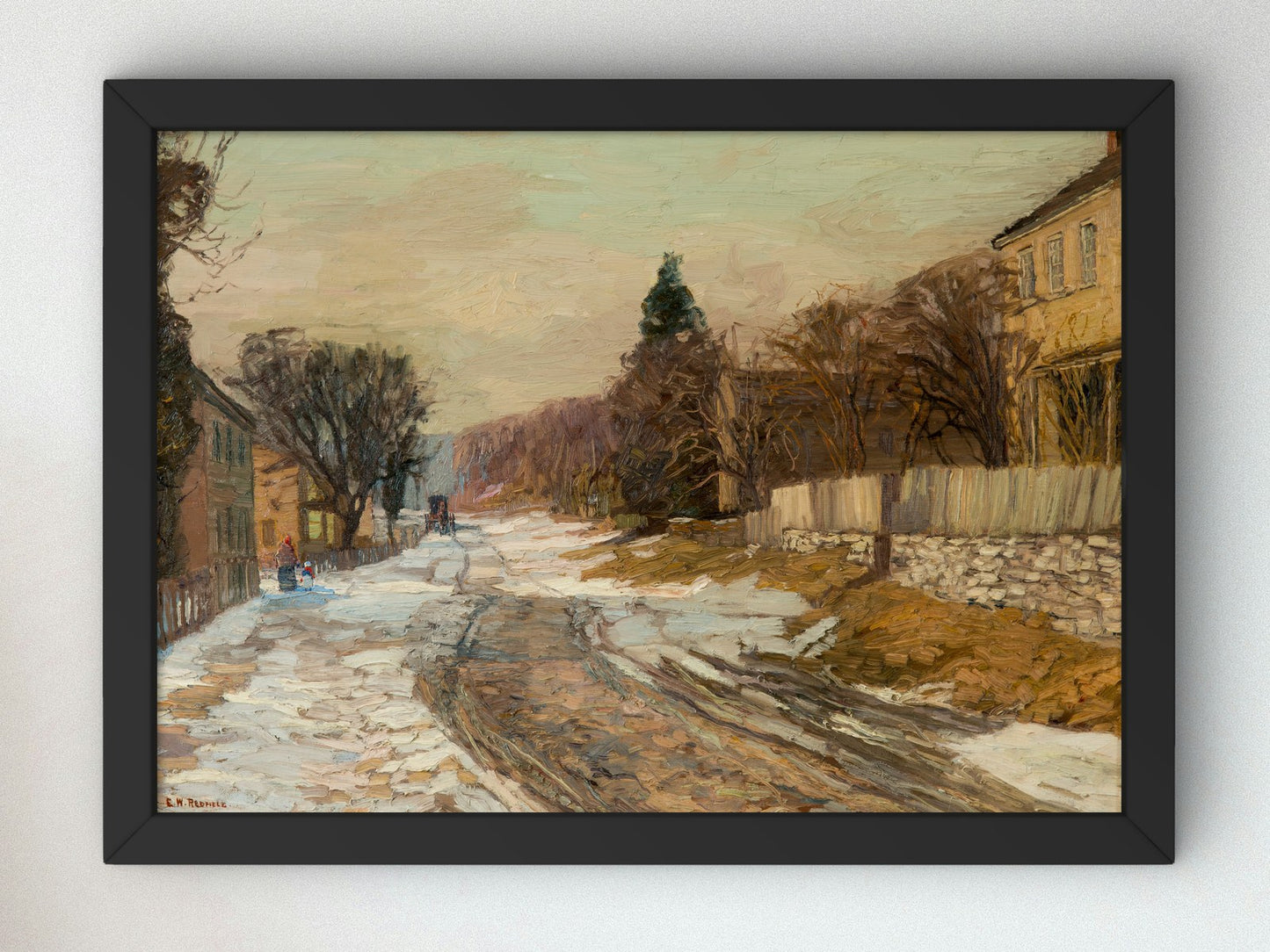 The Village in Winter by Edward Redfield 1913, Wall Art Print, Fine Art Reproduction, Museum Quality Decor, Poster
