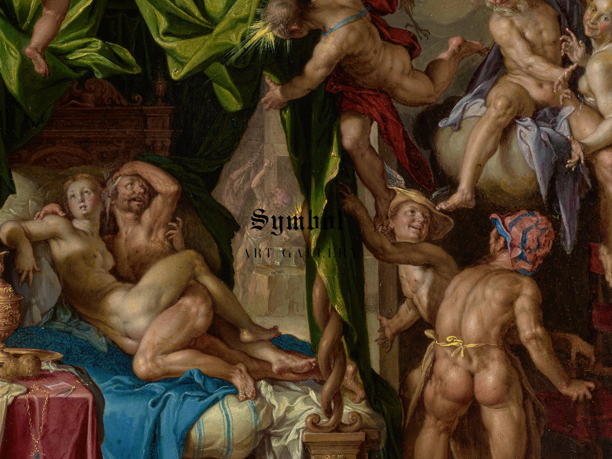 Mars and Venus Surprised by Vulcan by Joachim Wtewael 1604, Wall Art Print, Fine Art Reproduction, Museum Quality Decor, Poster