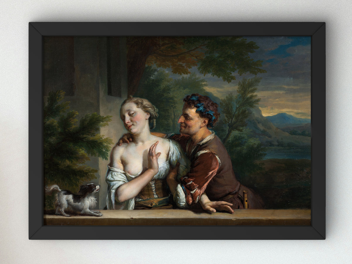 A Man Trying to Embrace a Woman by Carel de Moor, Wall Art Print, Fine Art Reproduction, Museum Quality Decor, Poster