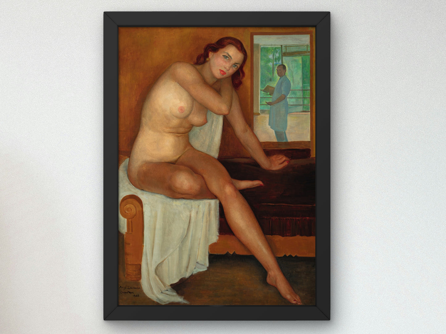 Autorretrato con modelo by Ángel Zárraga 1944, Wall Art Print, Fine Art Reproduction, Museum Quality Decor, Poster