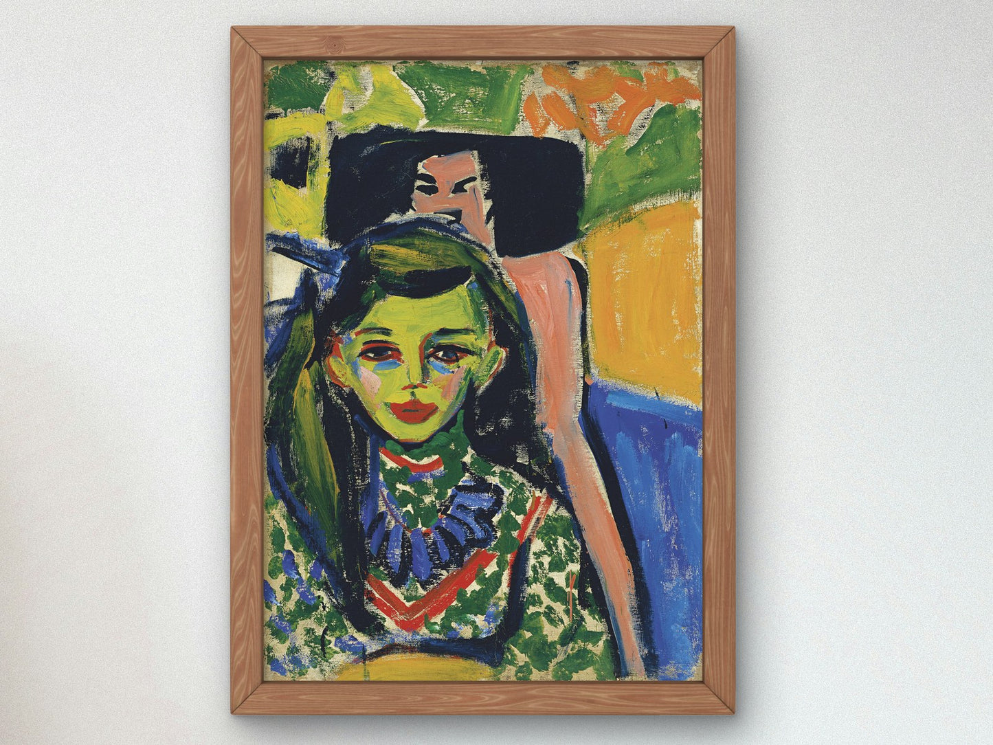 Fränzi in Front of Carved Chair by Ernst Ludwig Kirchner 1910, Wall Art Print, Fine Art Reproduction, Museum Quality Decor, Poster