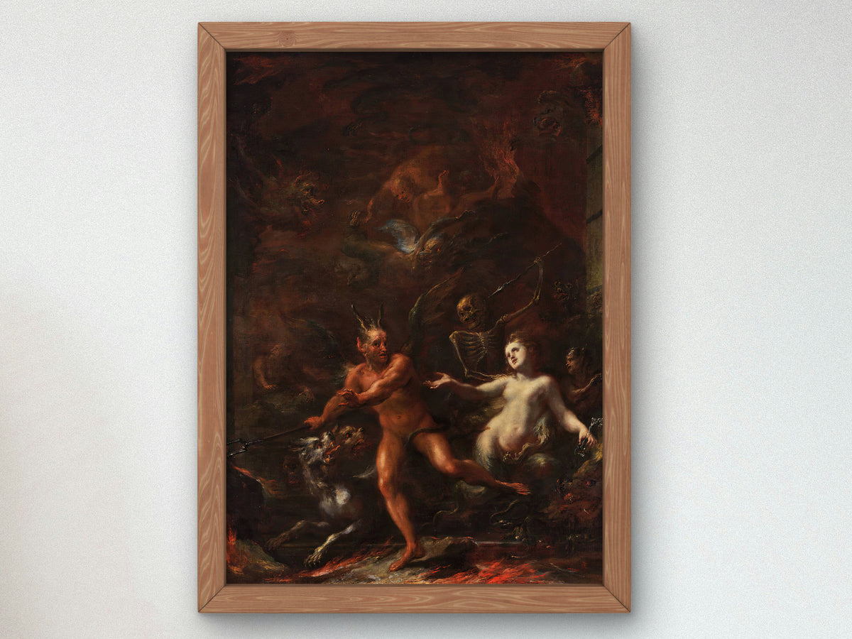 Gates of Hell by Giacomo Del Po 1703, Wall Art Print, Fine Art Reproduction, Museum Quality Decor, Poster