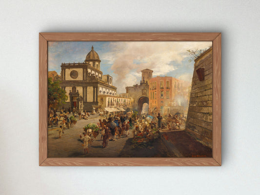 Santa Caterina a Formiello and Porta Capuana in Naples by Oswald Achenbach, Wall Art Print, Fine Art Reproduction, Museum Quality Decor