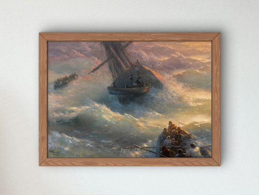 Abandoning Ship by Ivan Konstantinovich Aivazovsky 1882, Wall Art Print, Fine Art Reproduction, Museum Quality Decor, Poster