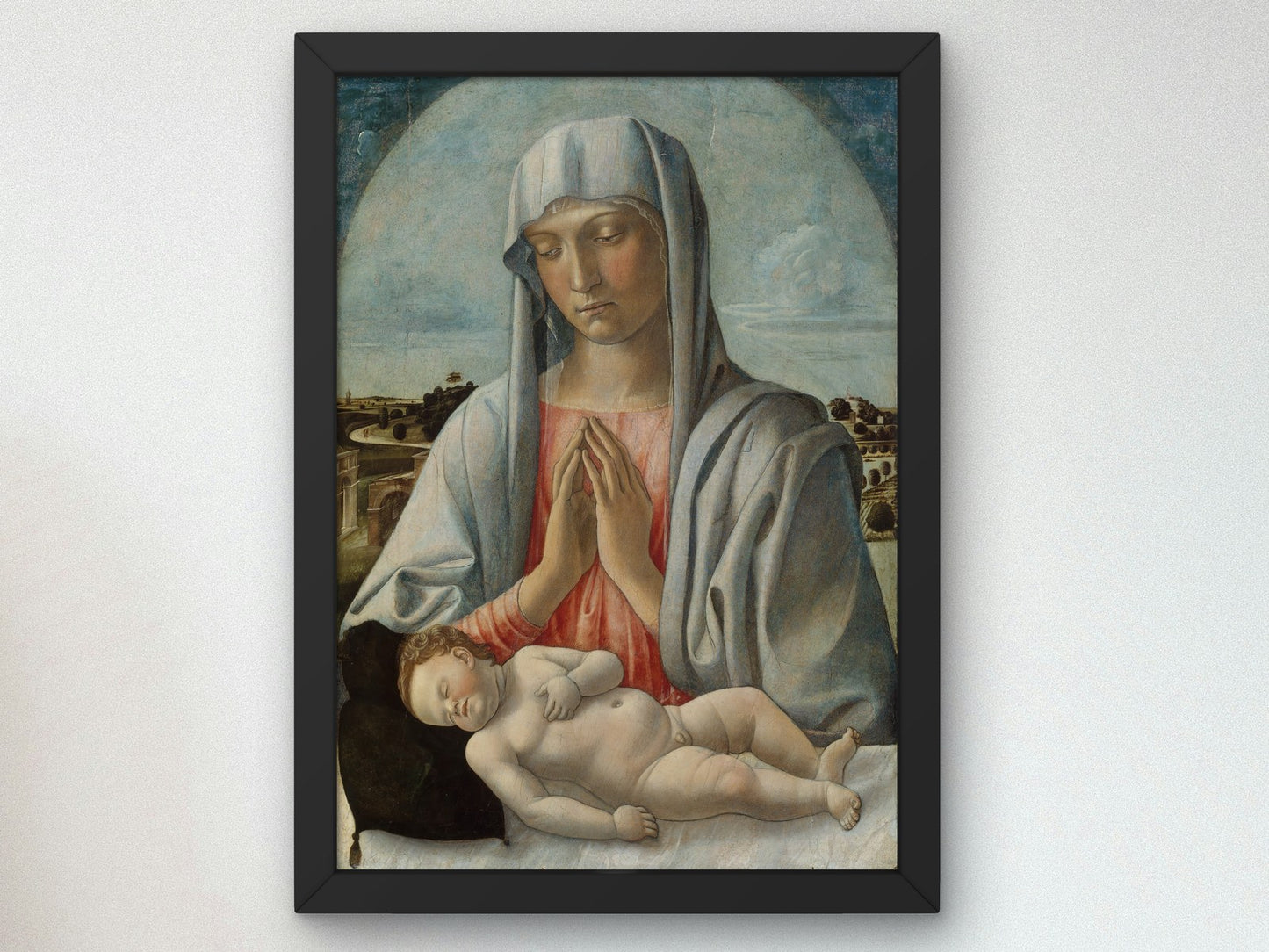 Madonna Adoring the Sleeping Child by Giovanni Bellini 1460, Wall Art Print, Fine Art Reproduction, Museum Quality Decor, Poster