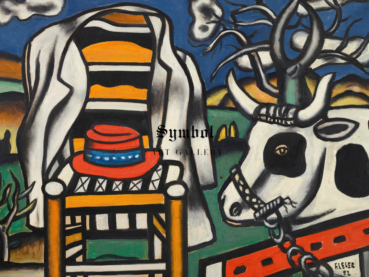 A Cow and a Red Hat by Fernand Leger 1952, Wall Art Print, Fine Art Reproduction, Museum Quality Decor, Poster