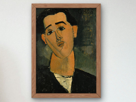 Portrait of Juan Gris by Amedeo Modigliani 1915, Wall Art Print, Fine Art Reproduction, Museum Quality Decor, Poster