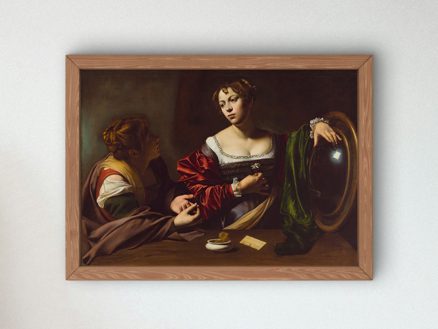 Martha and Mary Magdalene by Caravaggio 1598, Wall Art Print, Fine Art Reproduction, Museum Quality Decor, Poster