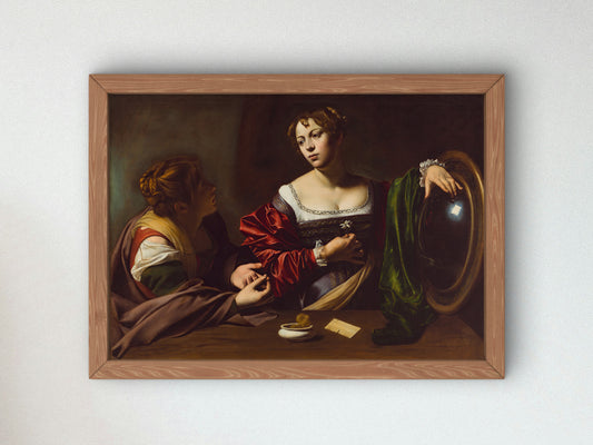 Martha and Mary Magdalene by Caravaggio 1598, Wall Art Print, Fine Art Reproduction, Museum Quality Decor, Poster