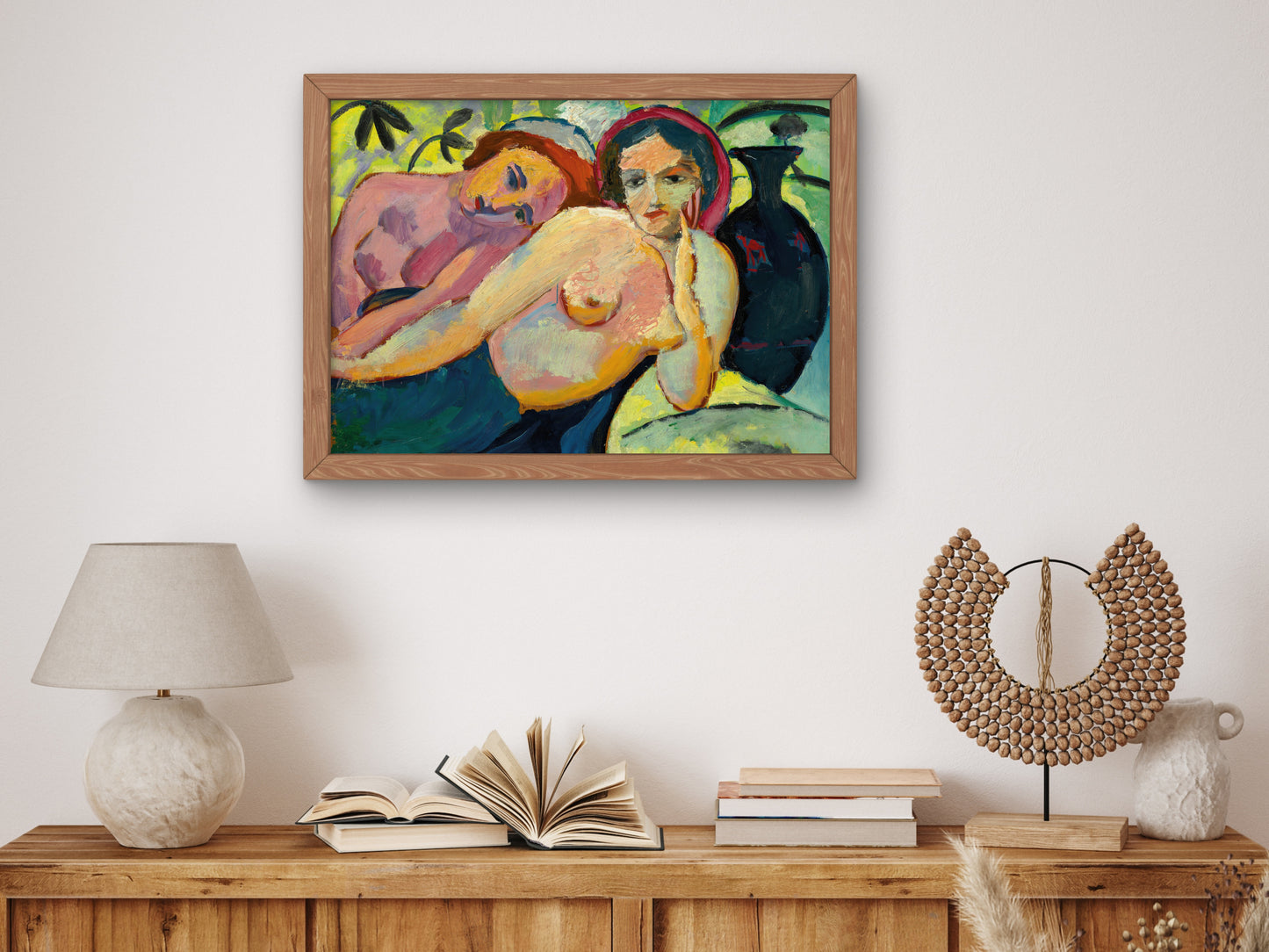 Two Girls, Oriental Study by August Macke 1912, Wall Art Print, Fine Art Reproduction, Museum Quality Decor, Poster