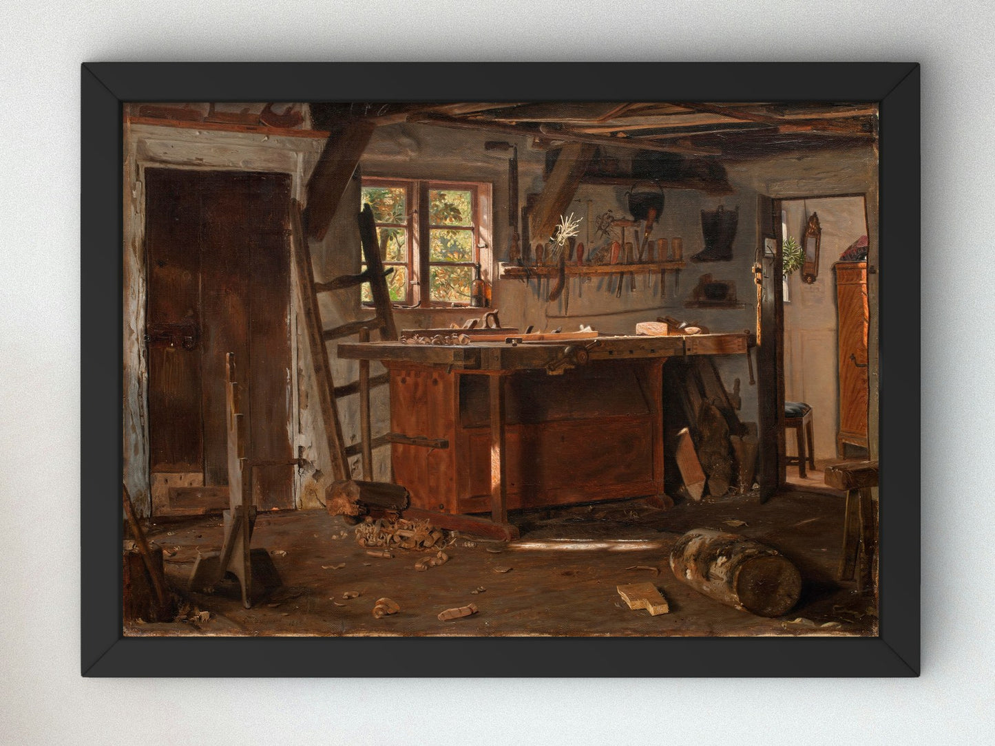 A Carpenter's Workshop by Christen Dalsgaard 1855, Wall Art Print, Fine Art Reproduction, Museum Quality Decor, Poster