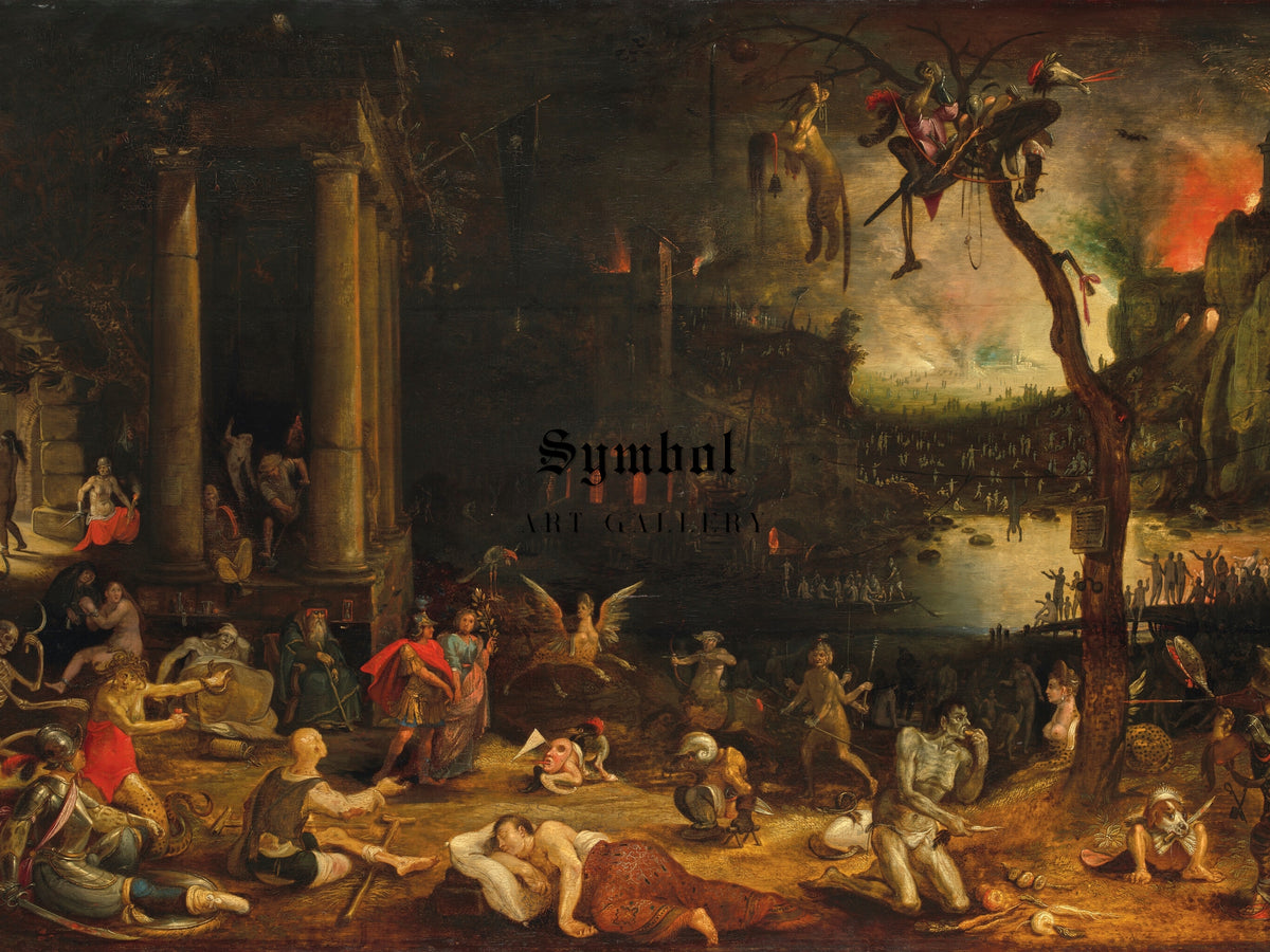 The Cumaean Sibyl Leading Aeneas to the Underworld by Flemish School 1600, Wall Art Print, Fine Art Reproduction, Museum Quality Decor