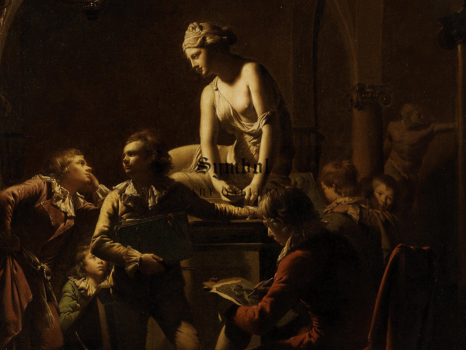Academy by Lamplight by Joseph Wright of Derby, 1770, Baroque and Chiaroscuro, fine art print