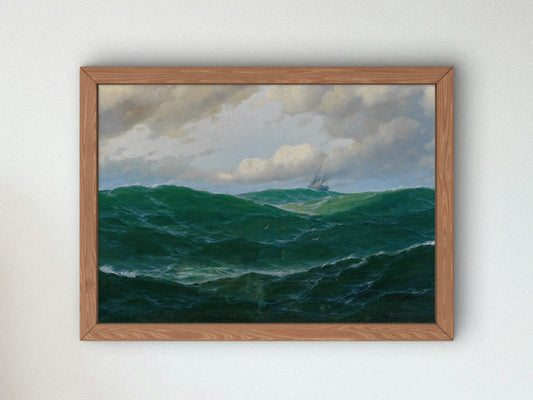 Ship on Rough Seas by Max Jensen, Wall Art Print, Fine Art Reproduction, Museum Quality Decor, Poster