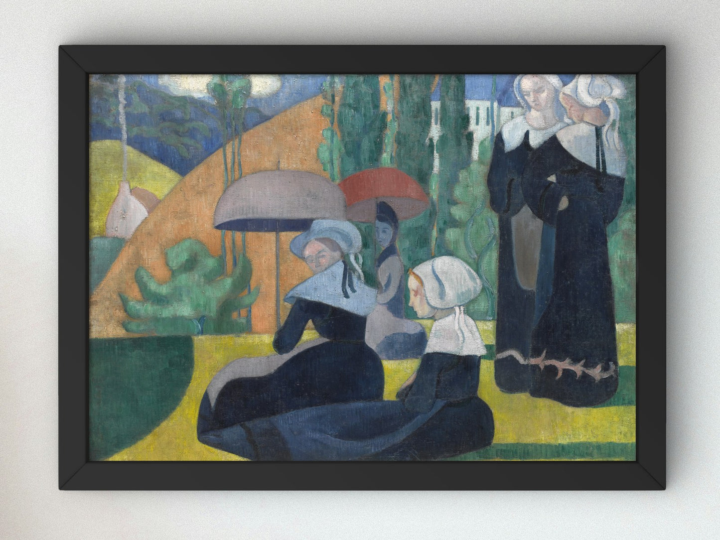 Breton Women with Umbrellas by Émile Bernard 1892, Wall Art Print, Fine Art Reproduction, Museum Quality Decor, Poster