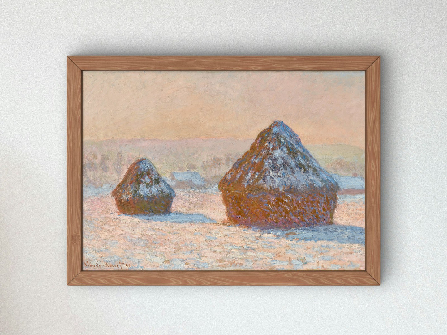Wheatstacks Snow Effect Morning by Claude Monet 1891, Wall Art Print, Fine Art Reproduction, Museum Quality Decor, Poster