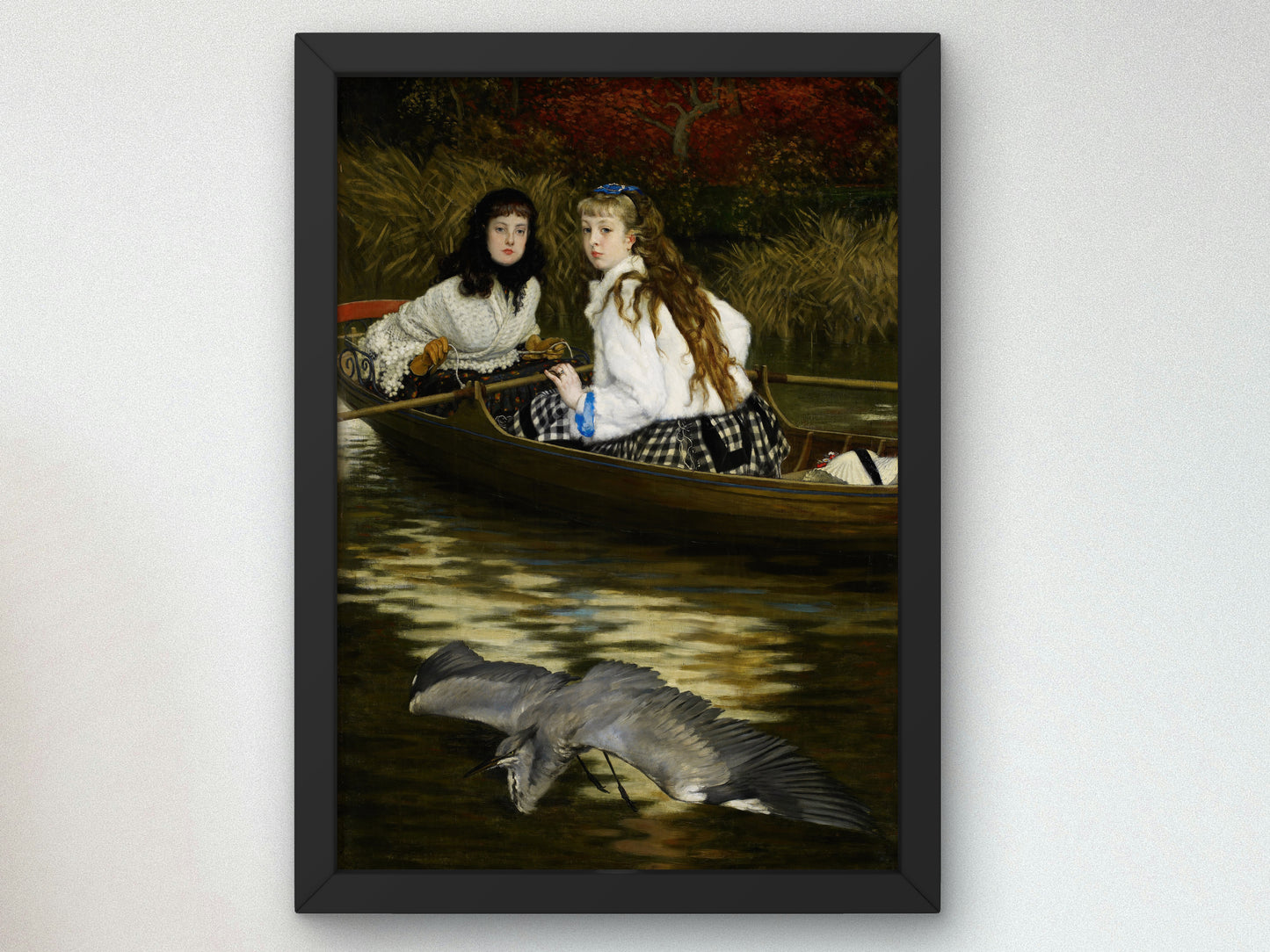 On the Thames, a Heron by James Tissot 1866, Wall Art Print, Fine Art Reproduction, Museum Quality Decor, Poster