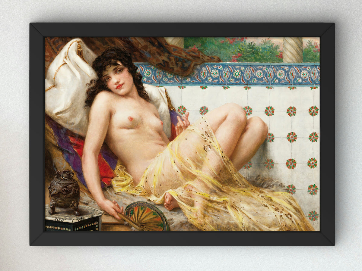 Odalisque with the Fan by Guillaume Seignac, Wall Art Print, Fine Art Reproduction, Museum Quality Decor, Poster